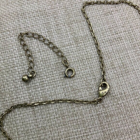 Nina Ricci AVON Vintage Orange Crystal Symmetrical Teardrop Brass Tone Necklace - Picture 6 of 6